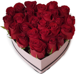 קופסא בצורת לב מלאה בוורדים אדומים - שדה פרחים משלוחי פרחים