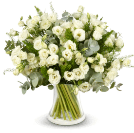 white lizi : זר פרחים לבן מעוצב מליזיאנטוסים לבנים - שדה פרחים משלוחי פרחים