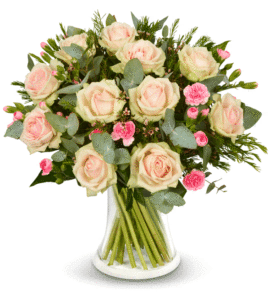 זר ורדים ורוד אפרסק - שדה פרחים משלוחי פרחים