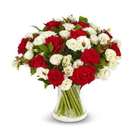זר פרחים באדום ולבן - שדה פרחים משלוחי פרחים