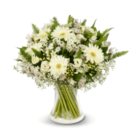 סנדי : זר פרחים לבן יפייפה - שדה פרחים משלוחי פרחים